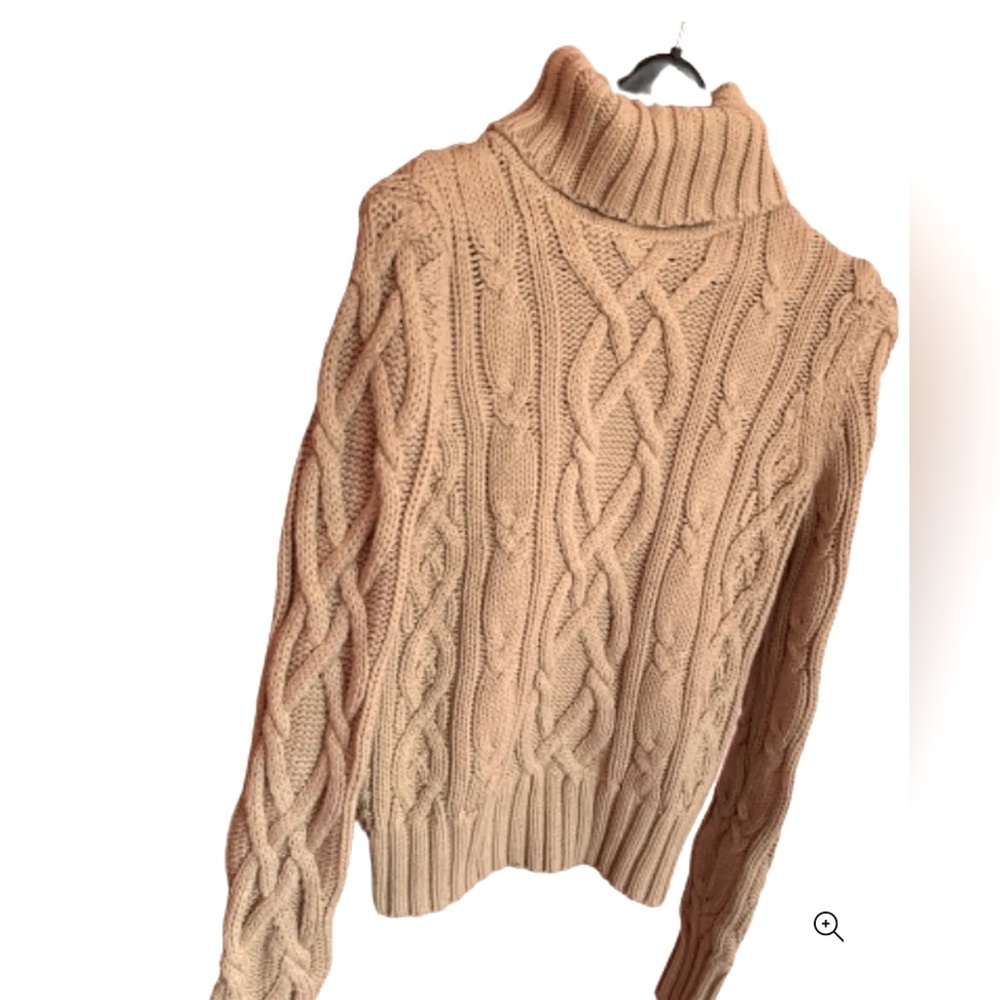 NWT Land’s End Women’s Turtleneck Brown Cotton Sweater